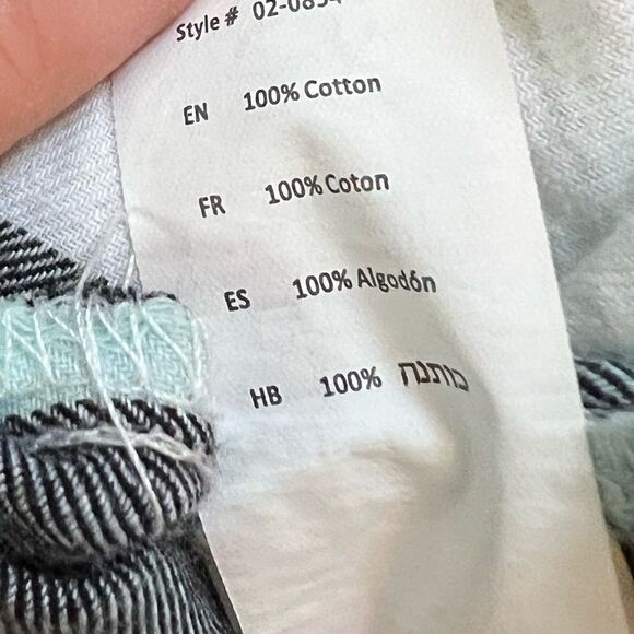 Mint Plaid Casual Cotton Button Up Long Sleeve Top S - Picture 9 of 9